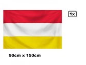 Vlag 90cm x 150cm rood/wit/geel - met ophang ogen - carnaval festival thema party fast food gala feest