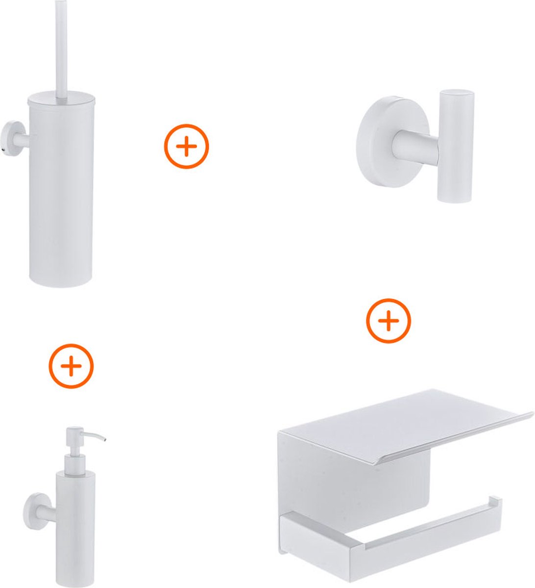 Toilet accessoires set Mat wit design met zeepdispenser