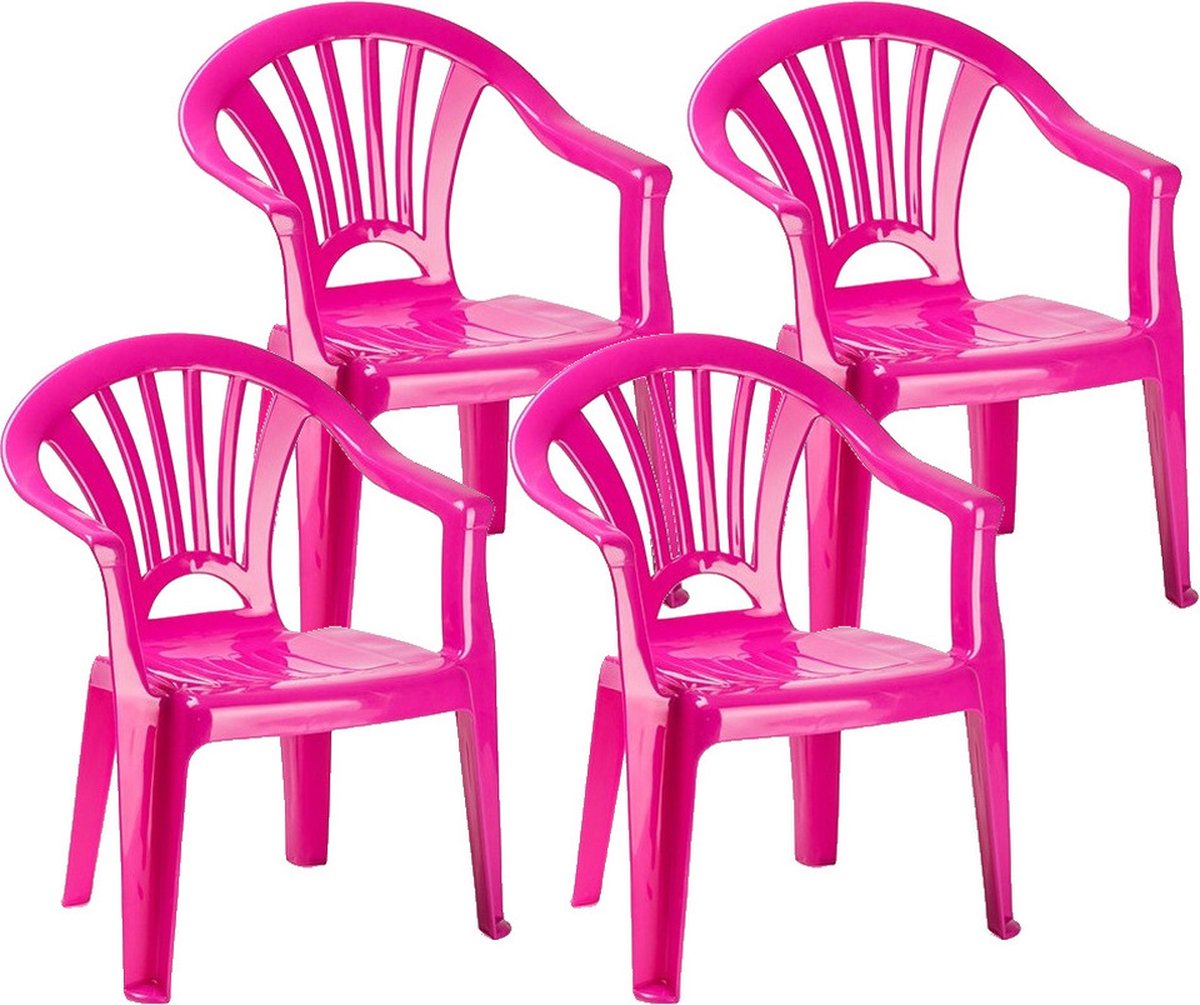 Plasticforte Stoeltjes voor kinderen - 6x - roze - 50 cm - voor binnen en buiten - kunststof