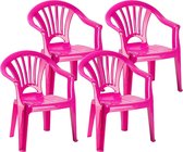 6x stuks roze stoeltjes voor kinderen 50 cm - Tuinmeubelen - Kunststof binnen/buitenstoelen voor kinderen