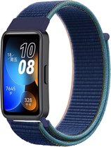 Nylon Smartwatch bandje - Geschikt voor Huawei Band 8 / Huawei Band 9 nylon bandje - donkerblauw - Strap-it Horlogeband / Polsband / Armband