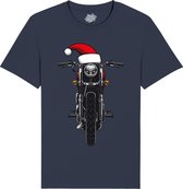 Kerstmuts Motor - Foute kersttrui kerstcadeau - Dames / Heren / Unisex Kleding - Grappige Kerst Outfit - T-Shirt - Unisex - Navy Blauw - Maat 3XL