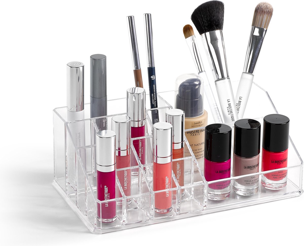 Make-up organizer/houder - 13 x 22 x 8 cm - 15-vaks - Organizers/opbergbakken voor make-up - Makeup spullen opruimen - PLASTICFORTE