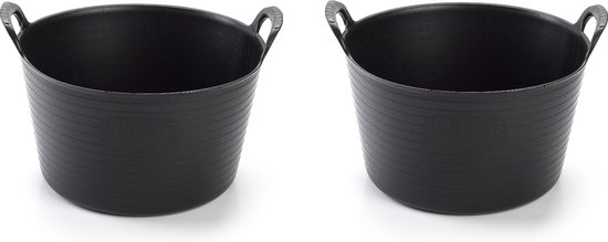 2x seaux flexibles / paniers à linge noirs 15 litres - Paniers de Paniers de rangement - Paniers à linge - Seaux flexibles