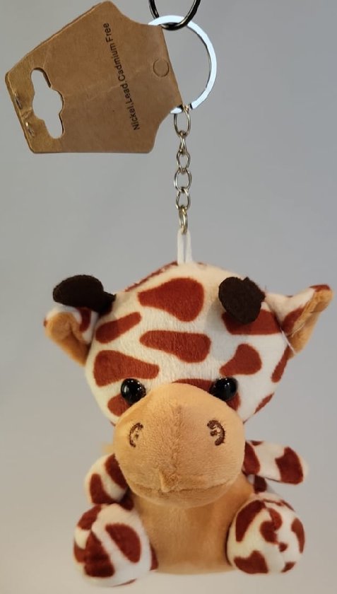 Een vrolijk gladde en zachte plush sleutelhanger / tassenhanger met knuffel giraf eraan. (12cm x 10cm) Voor in de kinderkamer, je auto te plaatsen, in huis als decoratie of bijvoorbeeld aan je tas te hangen. Voor uzelf of als cadeau.