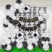 Fienosa Ballonnenboog Voetbal - Zwart Wit - Voetbal Versiering Verjaardag - Voetbal Ballonnen - Ballonnenboog - Verjaardag - Happy Birthday Slinger - Voetbal decoratie - 74 stuks - Helium Ballonnen - Ballonnen Pilaar
