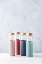 Glazen Fles met Siliconen Sleeve 580ml - Roze