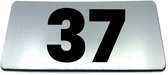 Nummerplaatje 37 - 80 x 50 x 1,6 mm - RVS-look geborsteld - Incl. 3M-tape | Nummerbordje - Deur en kamernummer - brievenbusnummers - Gratis verzending - 5 jaar garantie | Gratis Verzending