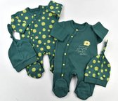 Babykleding Meisje - Boxpakje - Print - 4-delig- Jumpsuit Baby - zonnebloemen afgedrukt - Met drukknoopjes - Maat 62