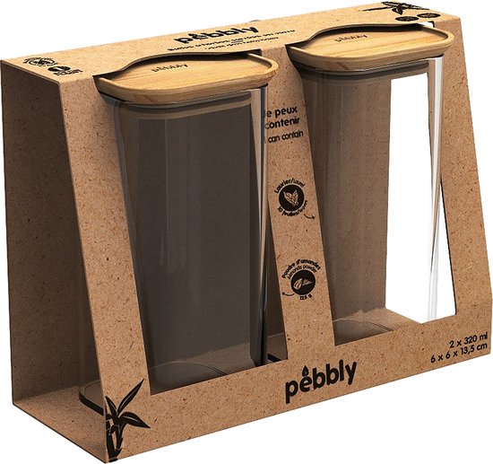 We love Bamboe - Set van 6 glazen voorraadpotten met labels - Glazen