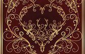 Fotobehang - Vlies Behang - Gouden Ornament op Rode Achtergrond - 254 x 184 cm