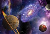 Fotobehang - Planeten en Sterren in de Ruimte - Heelal - Galaxy - Cosmos - Space - Vliesbehang - 368 x 254 cm (4 Behangvellen)