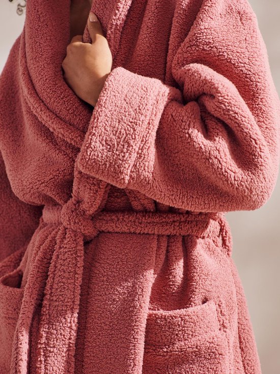 Linnick Flanel Fleece Badjas Croco - rosé - L - Badjas Dames - Badjas