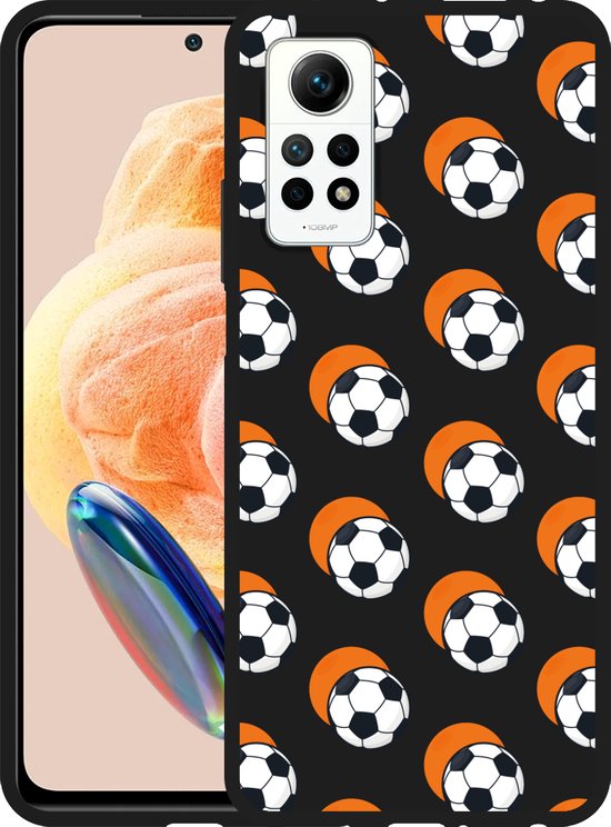 Cazy Hoesje Zwart geschikt voor Xiaomi Redmi Note 12 Pro 4G Soccer Ball Orange