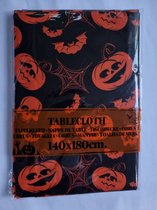 Halloween tafelkleed Pompoen motief, afneembaar, polyetyleen, 140 x 180 cm, oranje/zwart