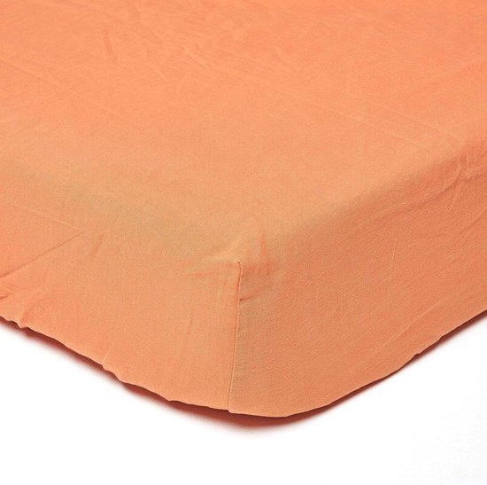 Homescapes linnen hoeslaken 120 x 190 cm - oranje