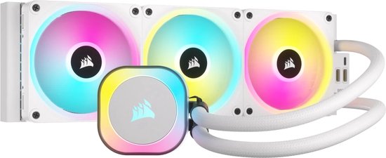 CORSAIR iCUE LINK H150i RGB White - Vloeistof-koelsysteem - afmeting radiator: 360 mm - voor Intel LGA 1700, 1200, 115x, 2066, 2011-3, 2011 - AMD AM5, AM4 - 3x QX120 RGB fans - 1x iCUE LINK System Hub - aluminium, koper - wit