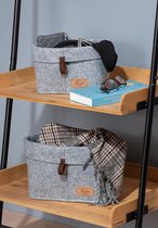 Feli S Vilten mand met opstaande rand, box voor de lade in Scandinavisch design, ideaal voor keuken, hal of badkamer, gemaakt van 100% polyester, 18 x 13 x 12 cm, grijs