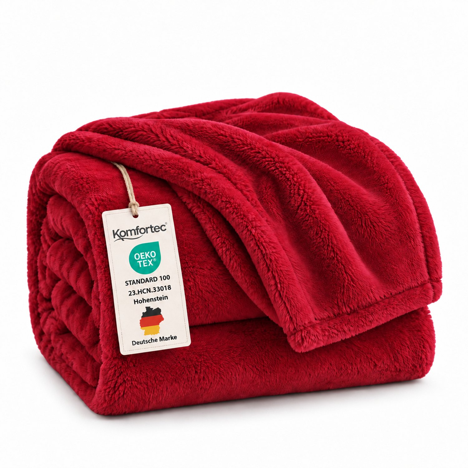Komfortec Fleece Deken - Met kasjmier gevoel - Plaid - Fleece Plaid - Fleece Dekens - Fleece Deken 240x220 cm – Super Zacht – Rood