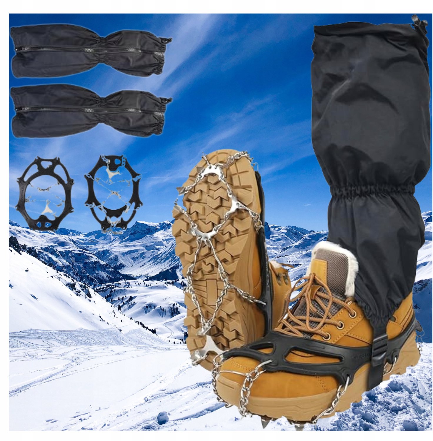 Antislip Rakkers met Spikes & Gaiters XL