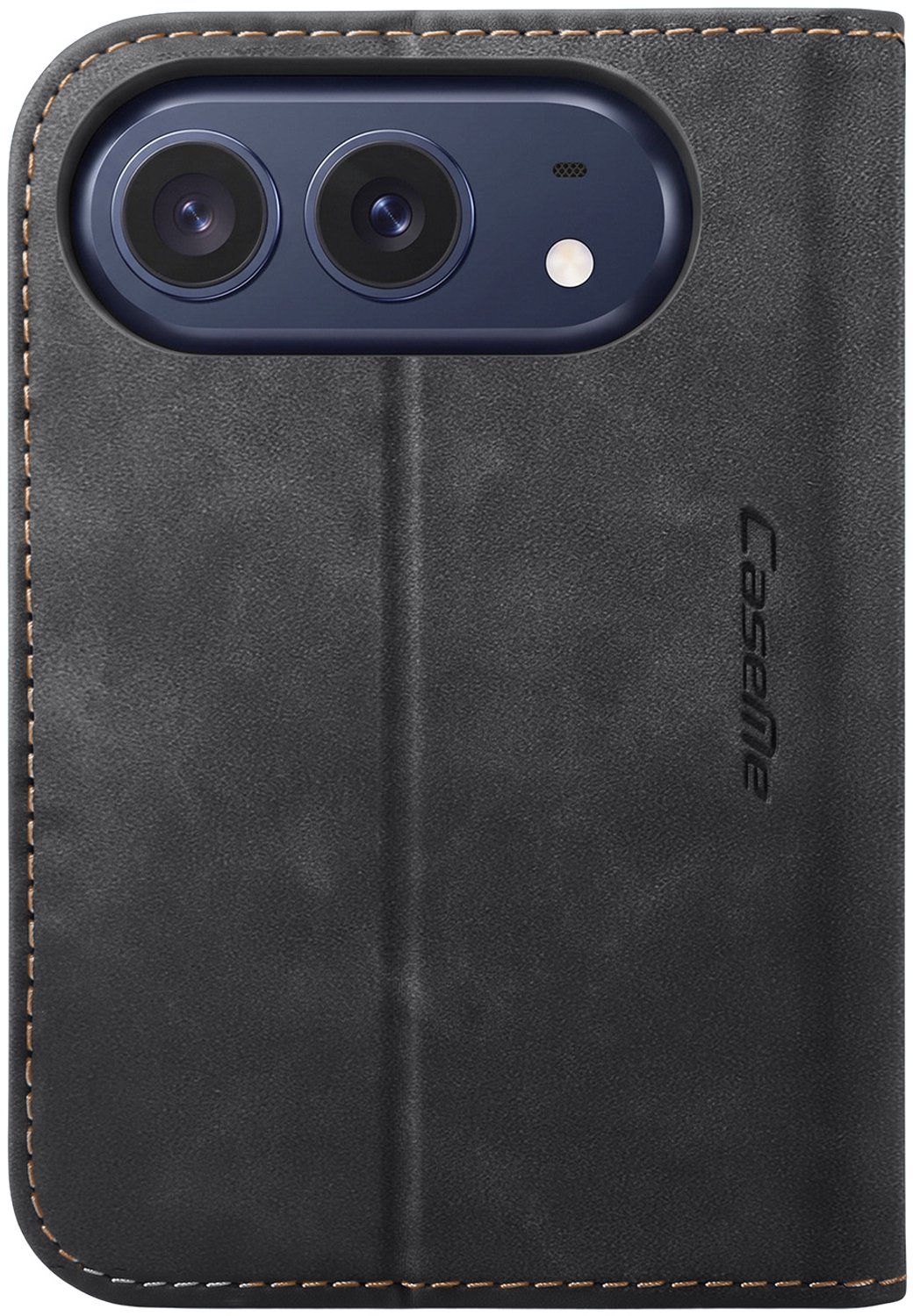 Caseme, Portemonnee Hoesje Geschikt voor Apple iPhone Duo Vintage RFID Bescherming met Standaard, Zwart