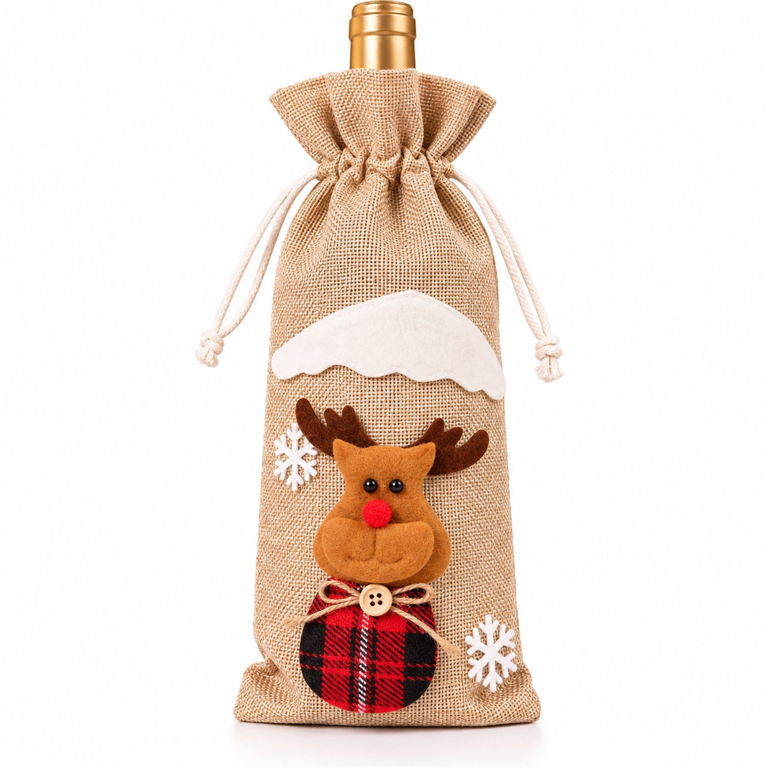 Nina's Giftshop® Kerst Wijnzak met Rendier - Wijnfles Cadeauverpakking - Kerstcadeau - Kerstdecoratie