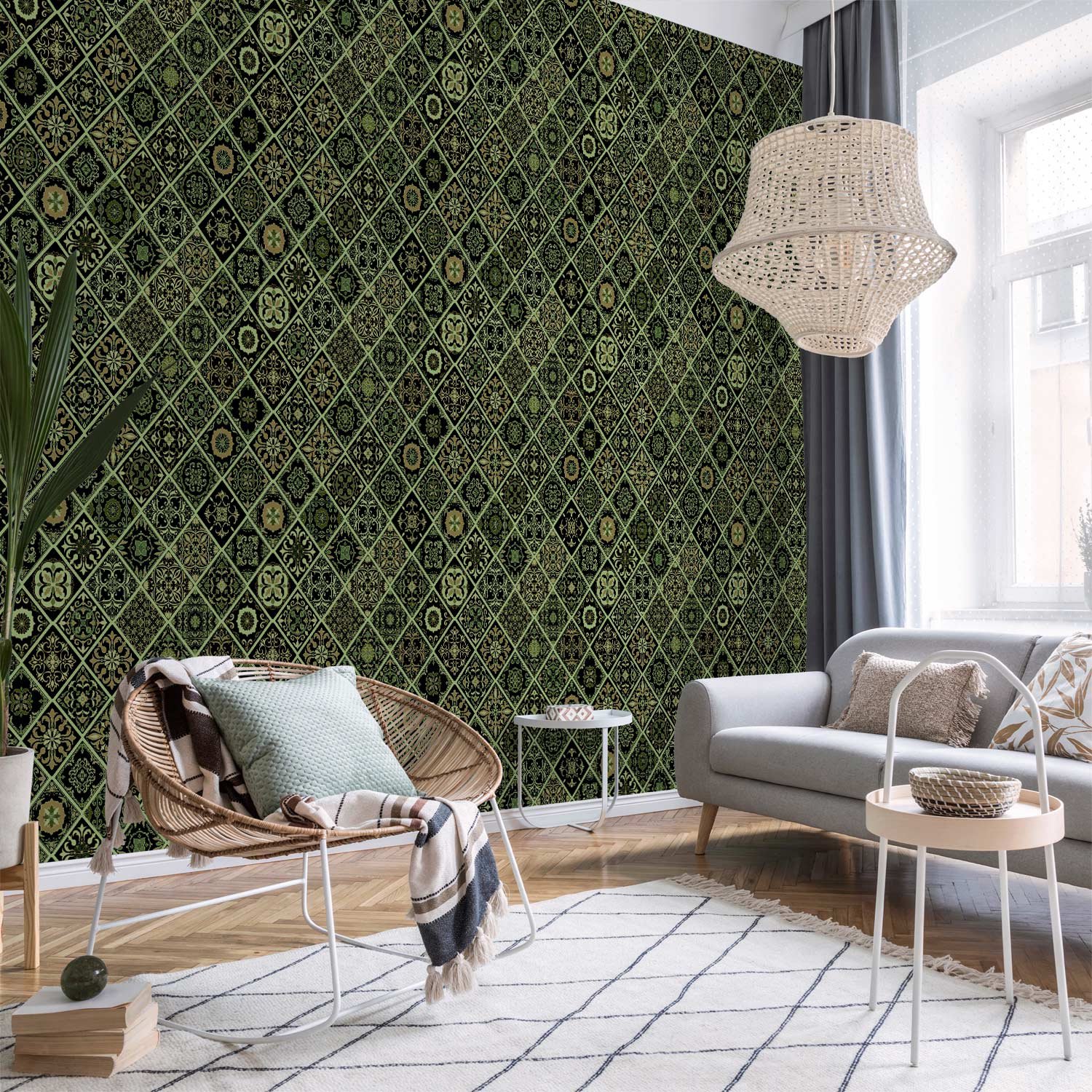 Behang - Olive Mosaic