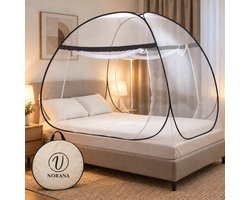 Norana Klamboe - Klamboe 2 Persoons- Klamboe Tent pop-up - Muggennet - muggengaas - Zelfstaand & Compact Opvouwbaar – 200x180 cm – Inclusief Draagtas - Grijs