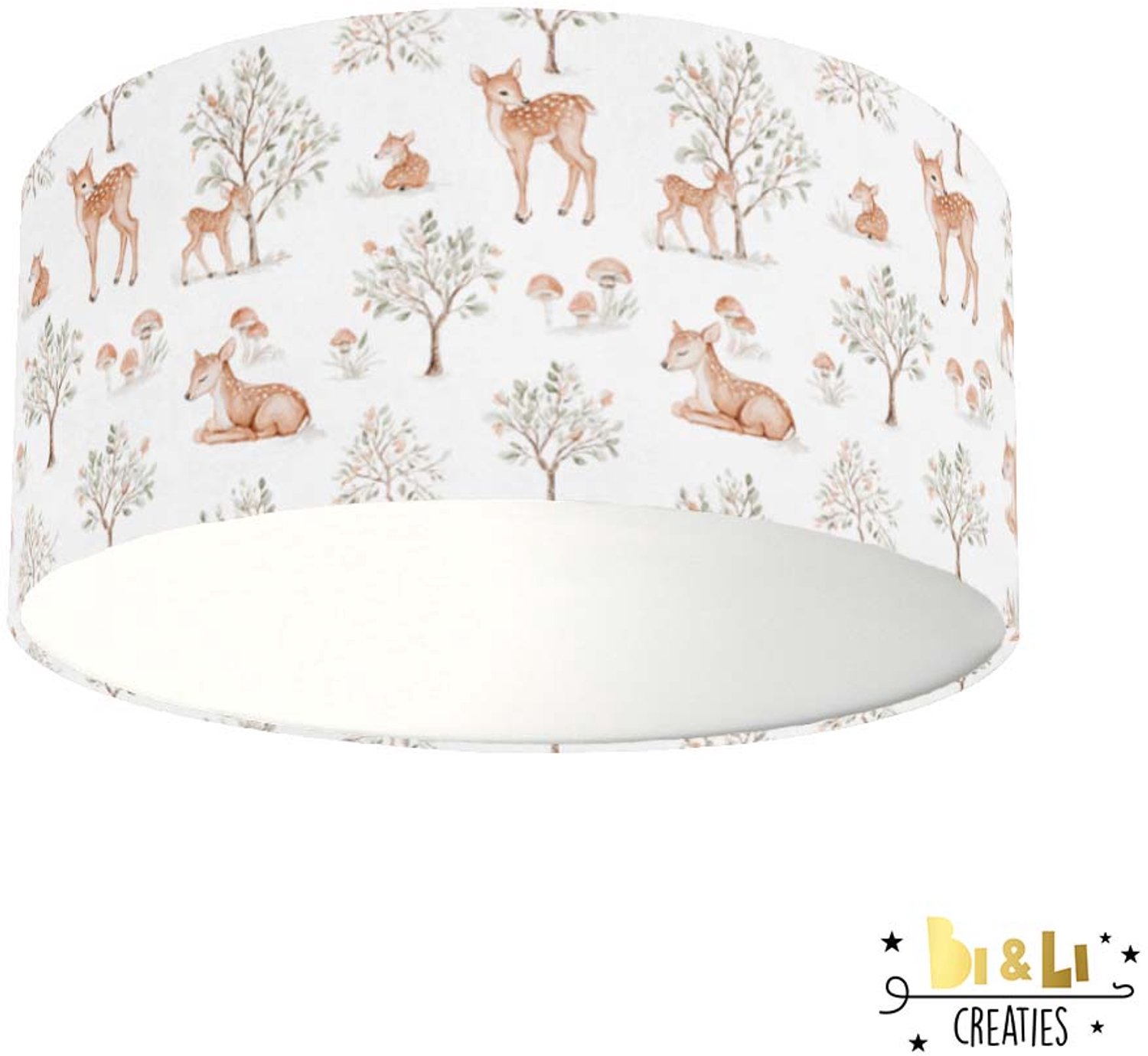 Plafondlamp Hertjes in bos-sfeerverlichting-incl diffuser-kinderkamer-bos-hert-incl plafondfitting