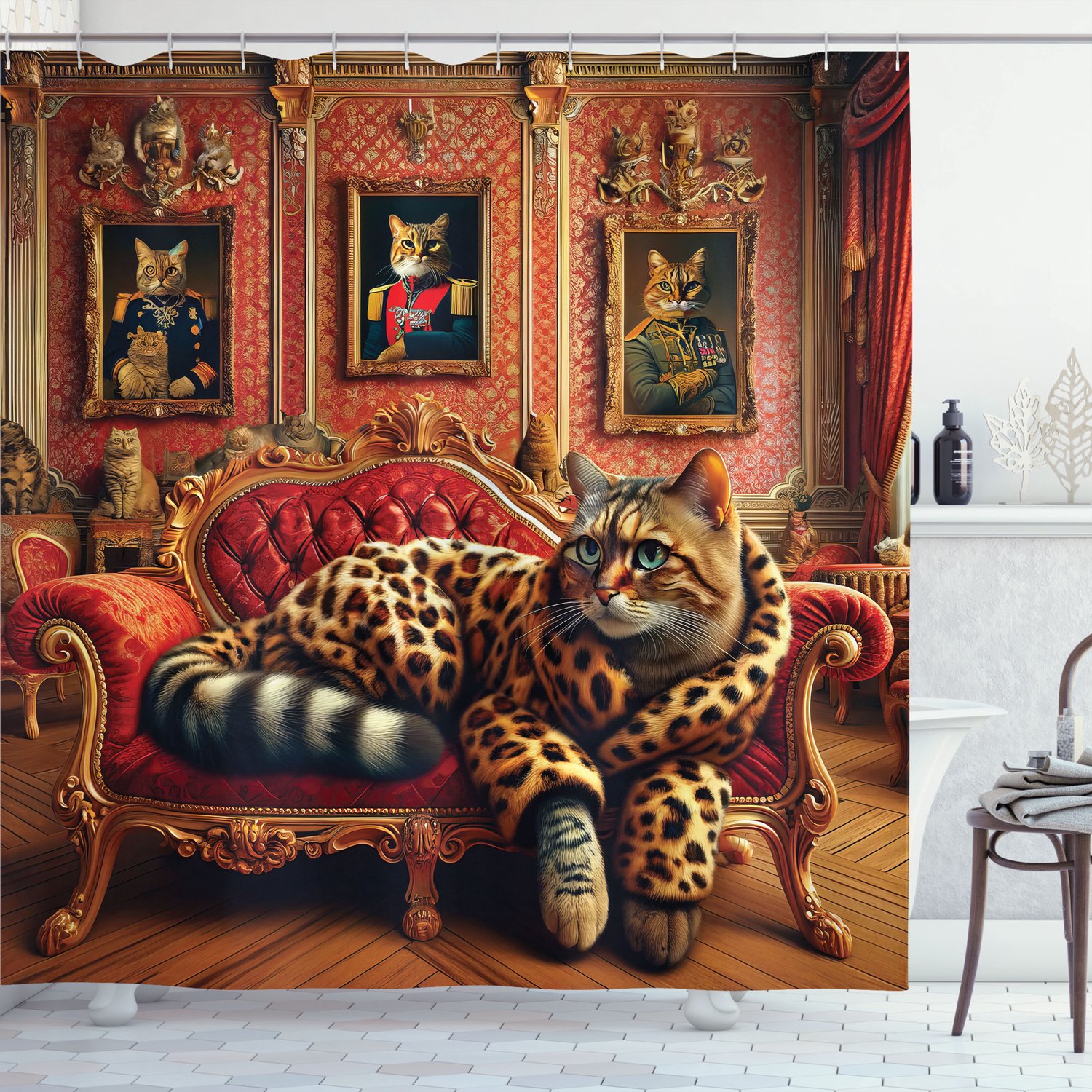 Douchegordijn - Badkamerdecoratie - Badkamer Opfrissen - Uniek Design - 175 x 200 cm - Goudsbloem Zalm
