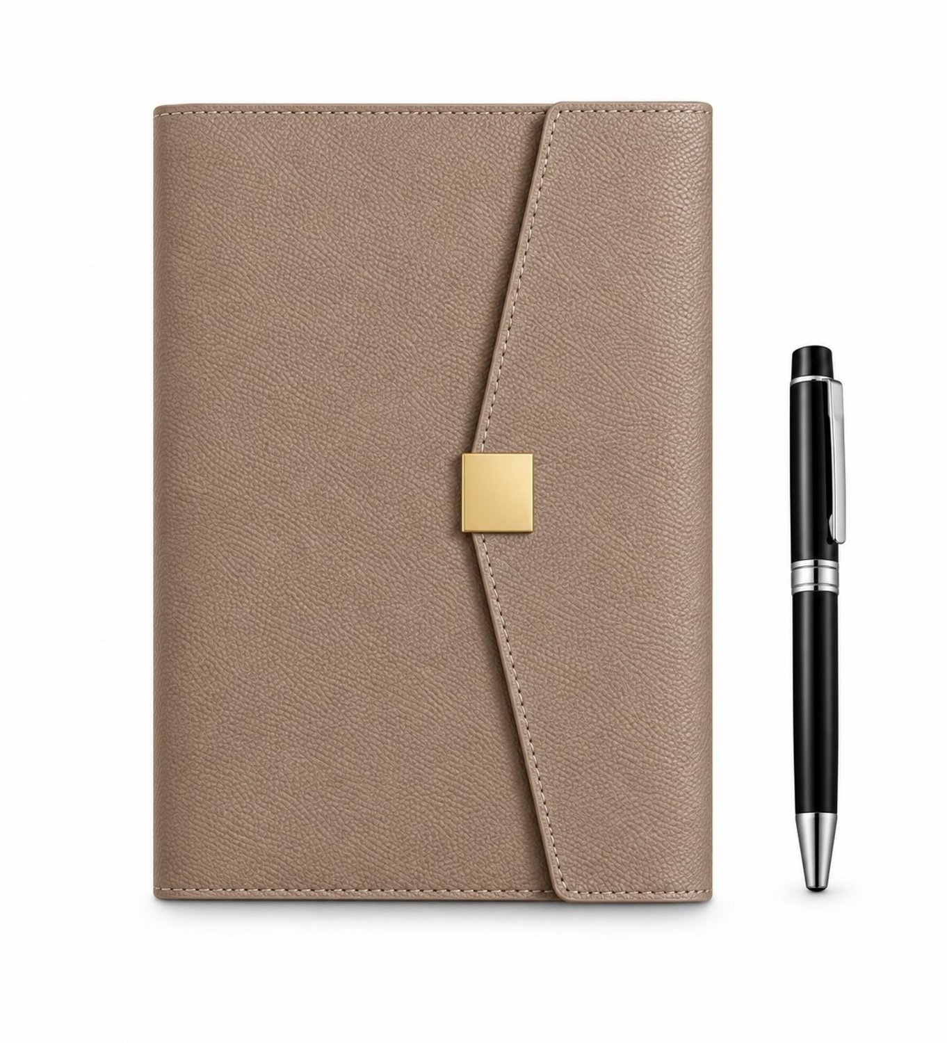 Célestine Co. Luxe Lederen Notitieboek inclusief pen A5 – Premium Dames Journal met Luxe Pen – Navulbare Ringband Planner – Taupe - Beige