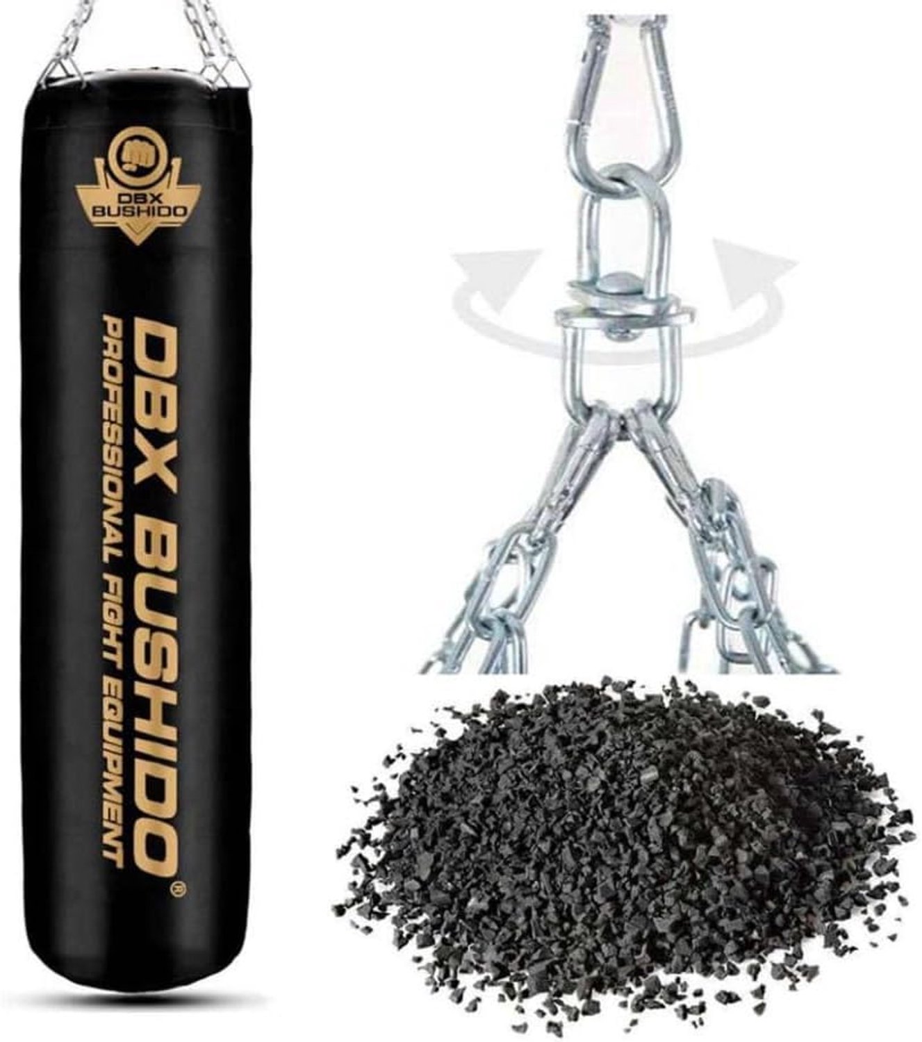 DBX BUSHIDO Bokszak 130 cm 60 kg Gevuld met Rubbergranulaat Hangende Punching Bag voor Boksen en Kickboksen