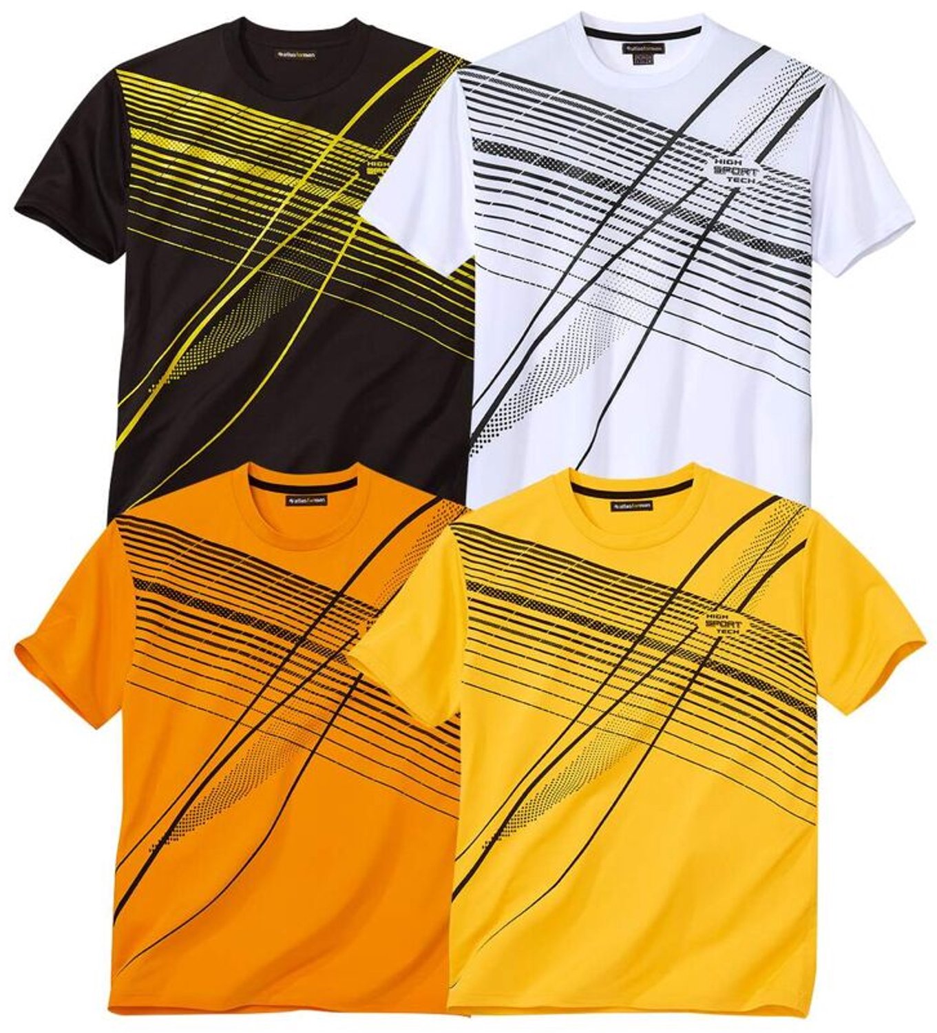 ATLAS FOR MEN - Set van 4 sport-T-shirts met print - Heren - Verkrijgbaar in grote maten - 5XL