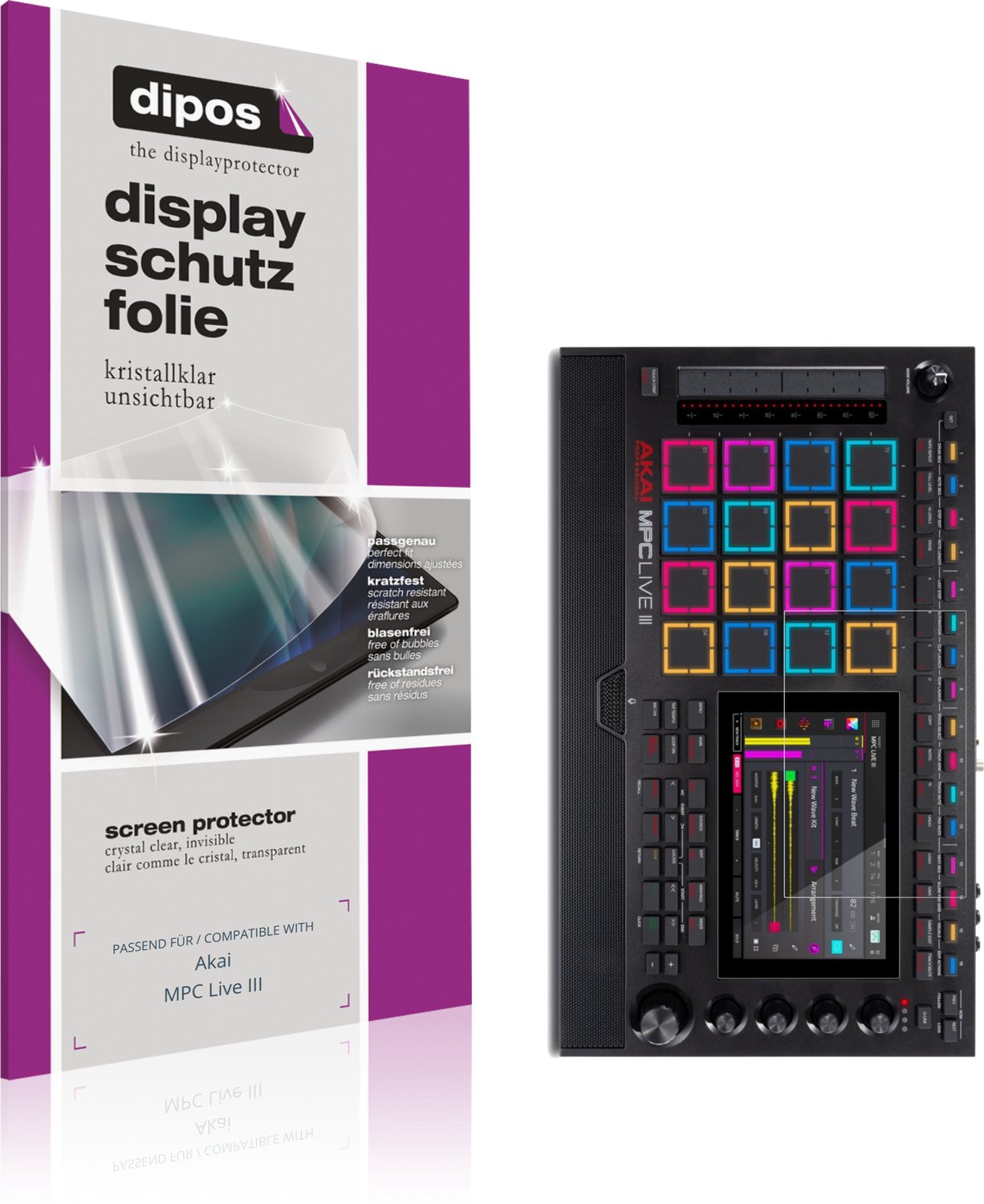 dipos – 2x Beschermfolie geschikt voor Akai MPC Live III | Krasbestendige & heldere Screenprotector Ultra-Thin