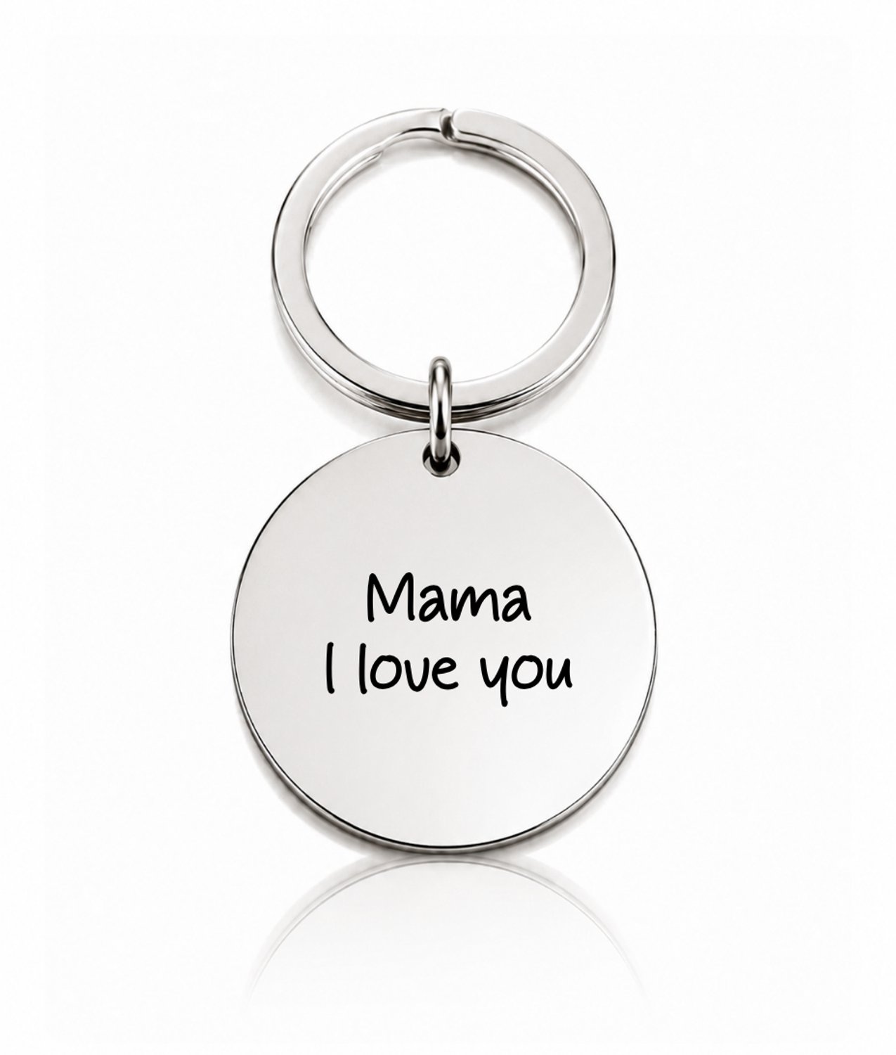 Maevi® Sleutelhanger voor Mama - Formaat: 30mm / 3cm - Kleur: Zilver - Kraamcadeau - Mama, I love you - Geboorte Cadeau - Incl. Luxe Verpakking - Personaliseren / Graveren Mogelijk - Hoge Kwaliteit RVS / Roestvrijstaal / Stainless Steel