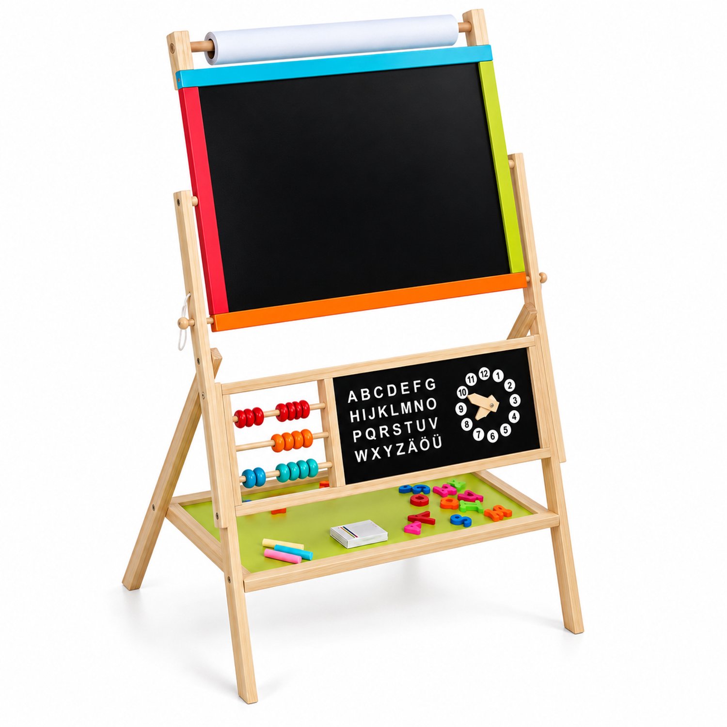 Rijoka Multi Knutselbord | Schoolbord | Inclusief krijtjes, borstel, papier, stift, magnetische letters - 65 x 50 x 100cm