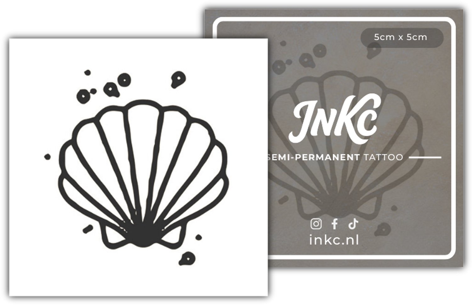INKC - Tijdelijke Tattoo - Schelp - Nep Tattoo - Plak Tattoos - Blijft tot 2 weken - 5 x 5cm