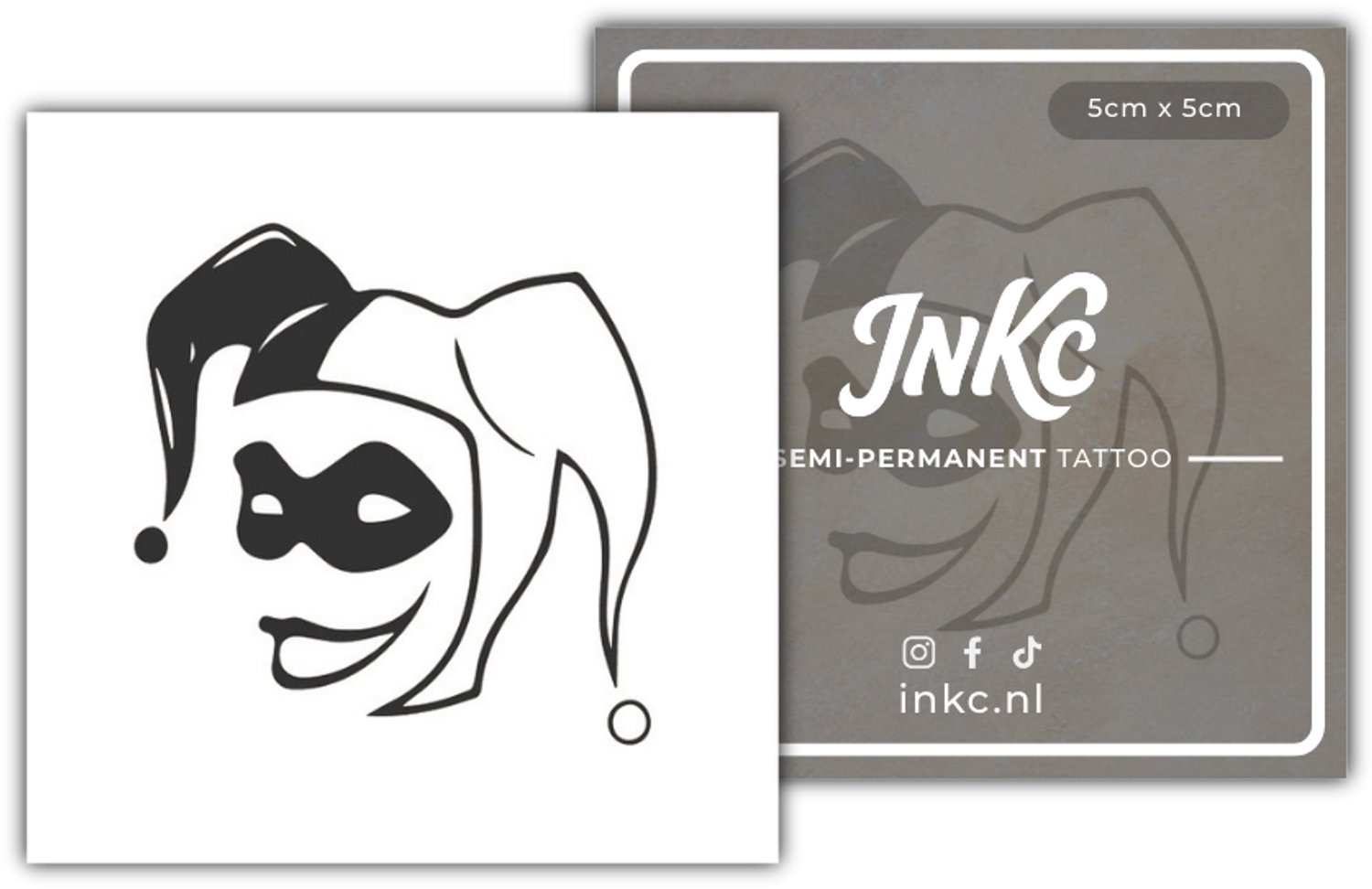 INKC - Tijdelijke Tattoo - Joker - Nep Tattoo - Plak Tattoos - Blijft tot 2 weken - 5 x 5cm