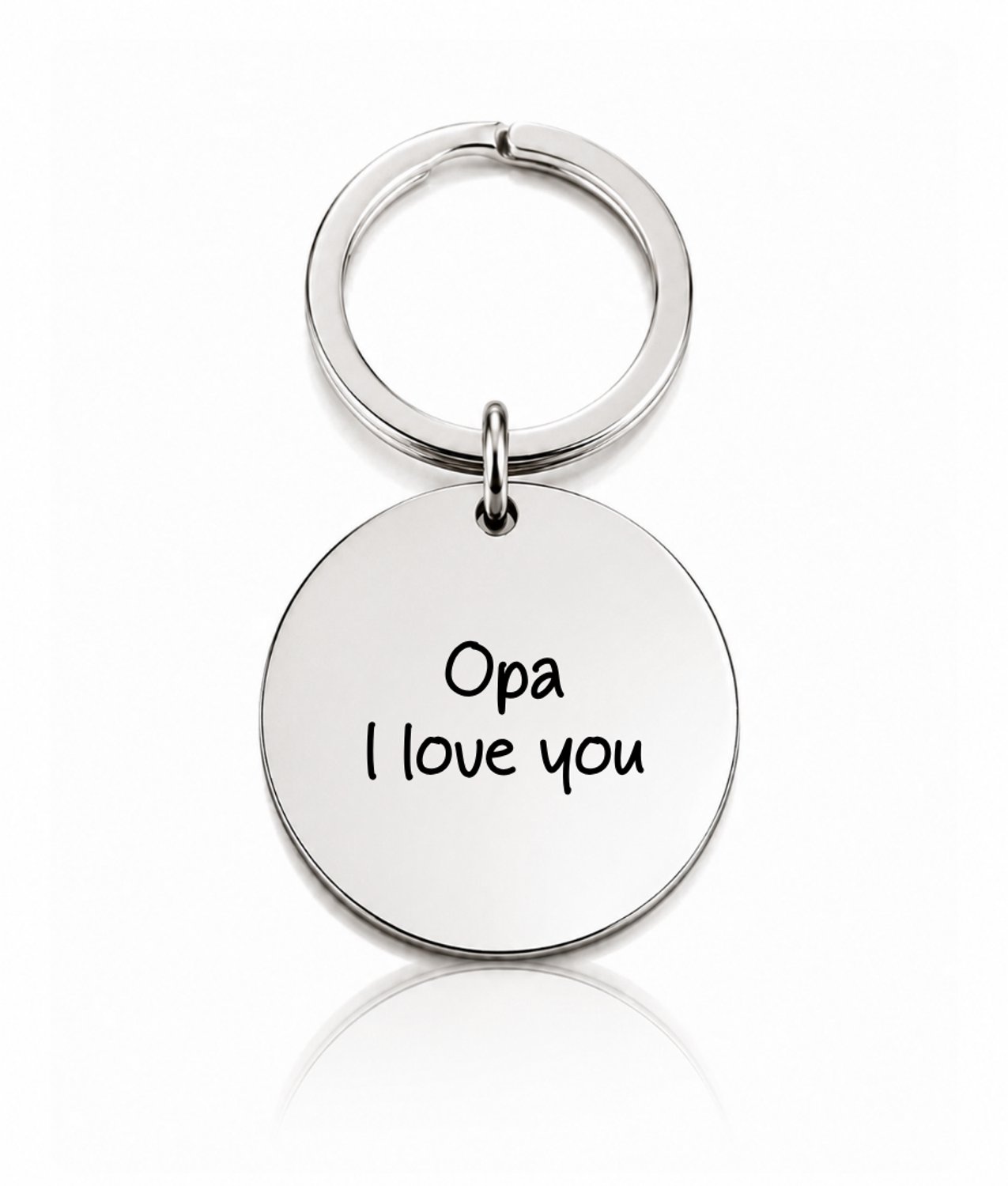 Maevi® Sleutelhanger voor Opa - Formaat: 30mm / 3cm - Kleur: Zilver - Kraamcadeau - Opa, I love you - Geboorte Cadeau - Incl. Luxe Verpakking - Personaliseren / Graveren Mogelijk - Hoge Kwaliteit RVS / Roestvrijstaal / Stainless Steel