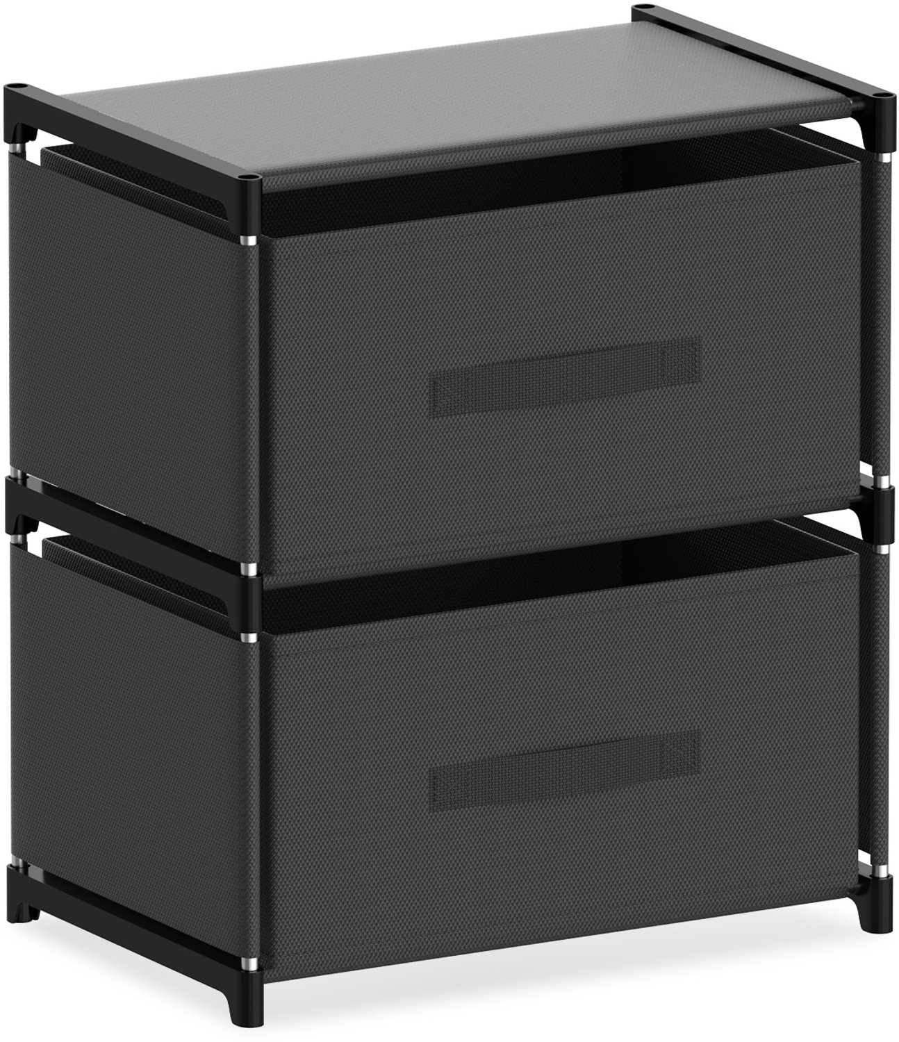 Soontrans - Ladekast met 2 Stoffen Lades - Dressoir en Opbergkast - Kast met Lades voor Slaapkamer - Woonkamer - Hal - Keuken en Kantoor - Compact Opbergrek - 40 x 26 x 46 cm - Zwart