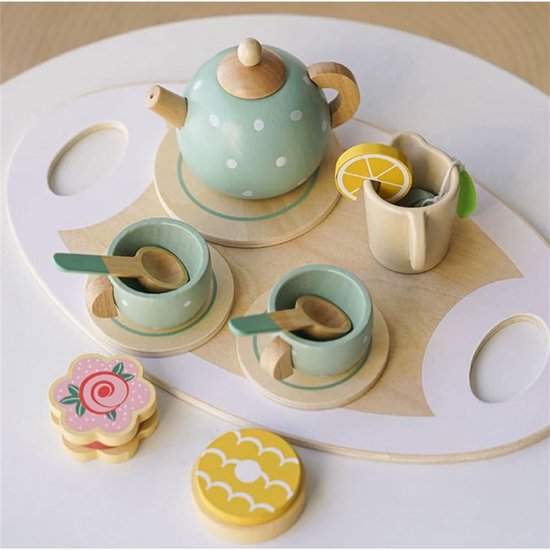 Houten Afternoon-theeset voor Meisjes – Houten Accessoires voor Speelkeukens – Prinses Theeservies – Houten Montessori Speelgoed – Cadeau voor Meisjes en Jongens — afbeelding 5