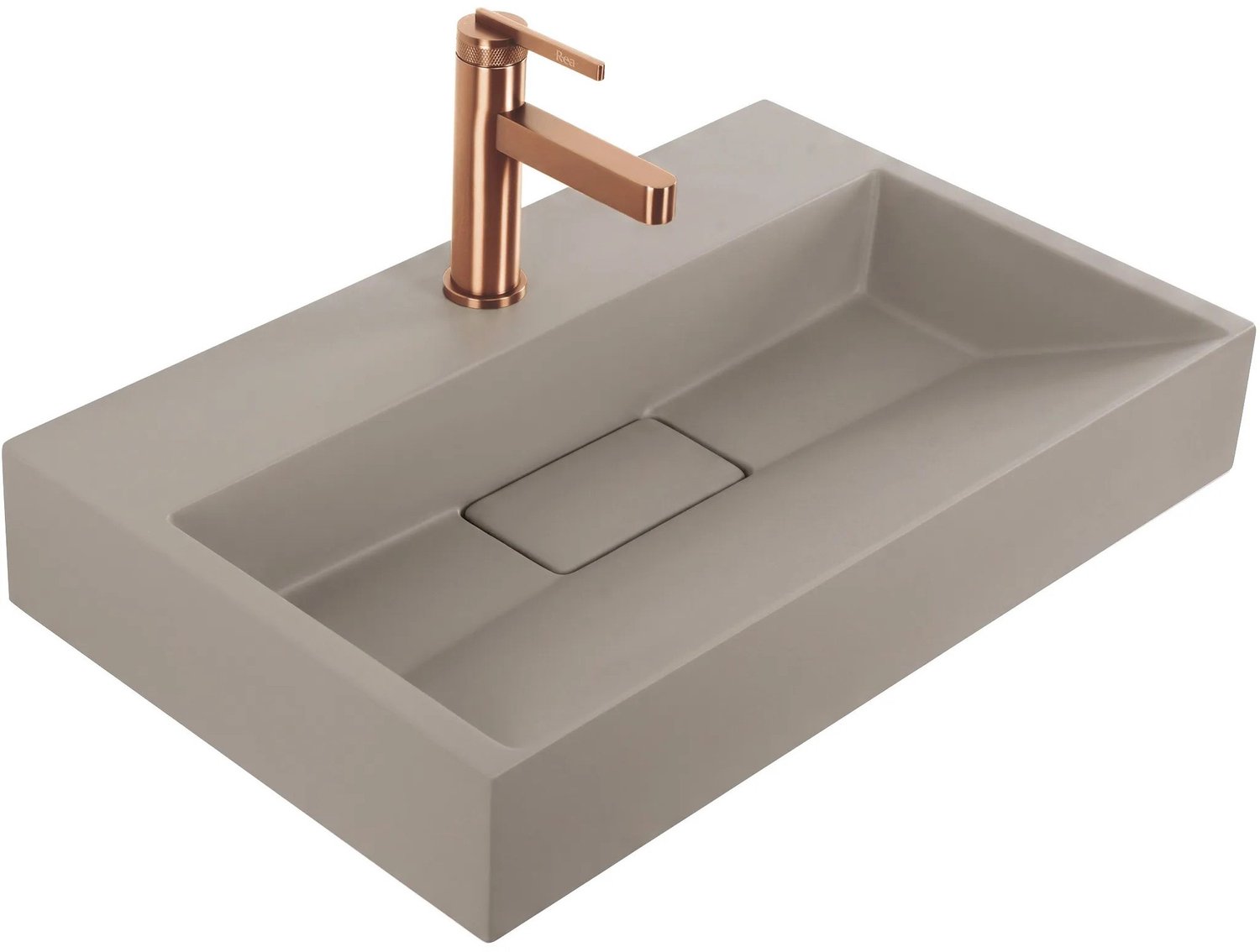 Rea - Conglomeraat Wastafel Goya 60cm Taupe , Rechthoekig - 60 x 37 x 14 cm