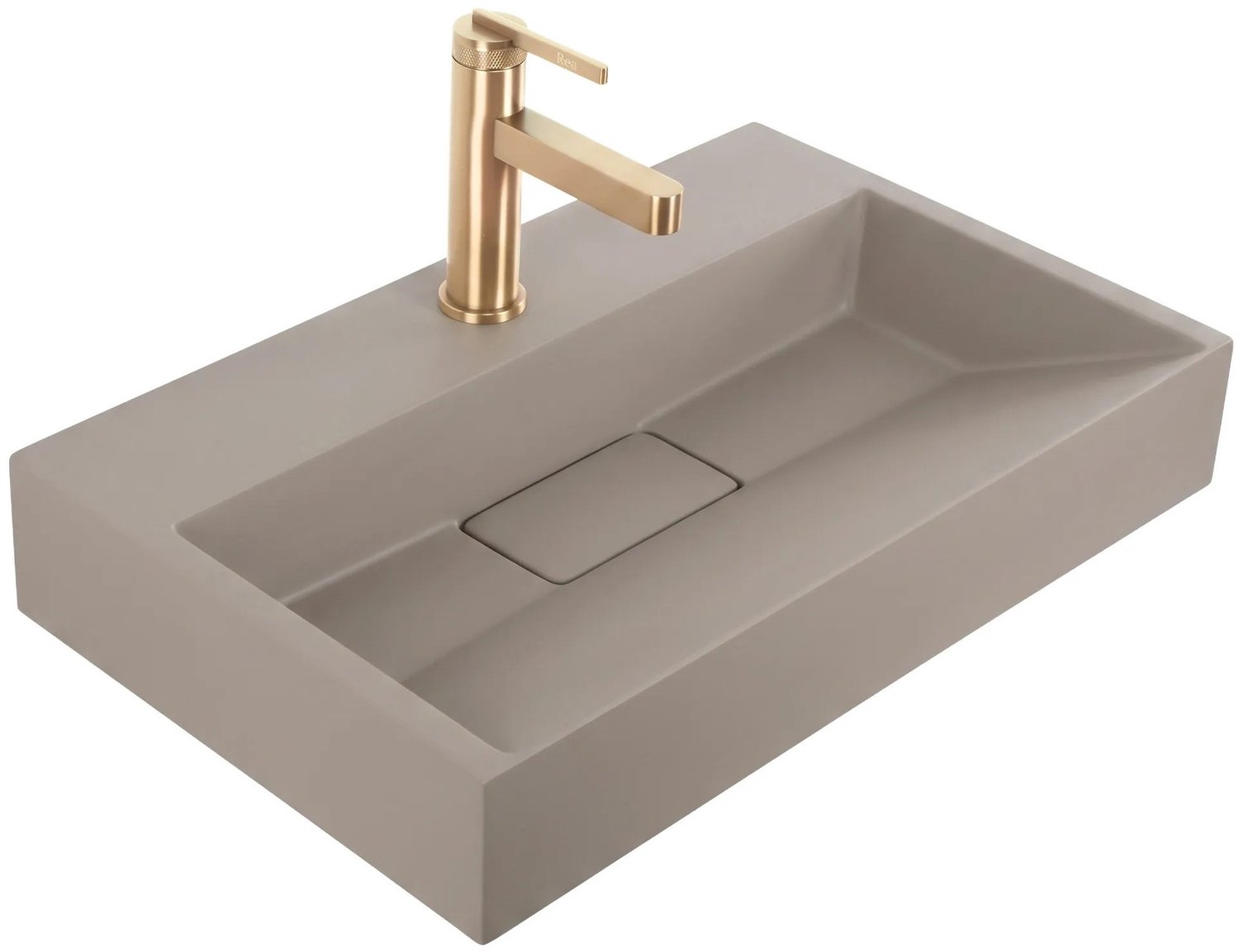 Rea - Conglomeraat Wastafel Goya 50cm Taupe , Rechthoekig - 50 x 37 x 14 cm