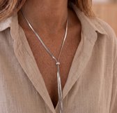 Luxe Y-Vormige Damesketting - Zilverkleurige Slangen ketting - Verstelbaar - Roestvrijstaal - Minimalistisch & Elegant Sieraad voor Feest, Bruiloft, Avondjurk & Cadeau