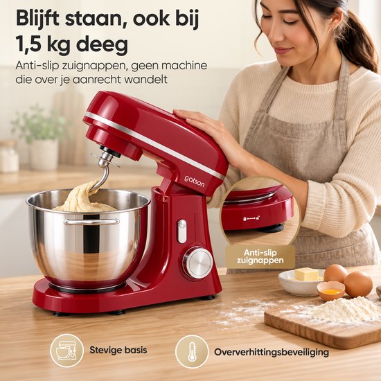 Gatson 2000W Keukenmachine - 6L Mengkom - Dubbele Handvat - Keukenrobot - Keukenmixer - Foodprocessor van Gatson — afbeelding 4