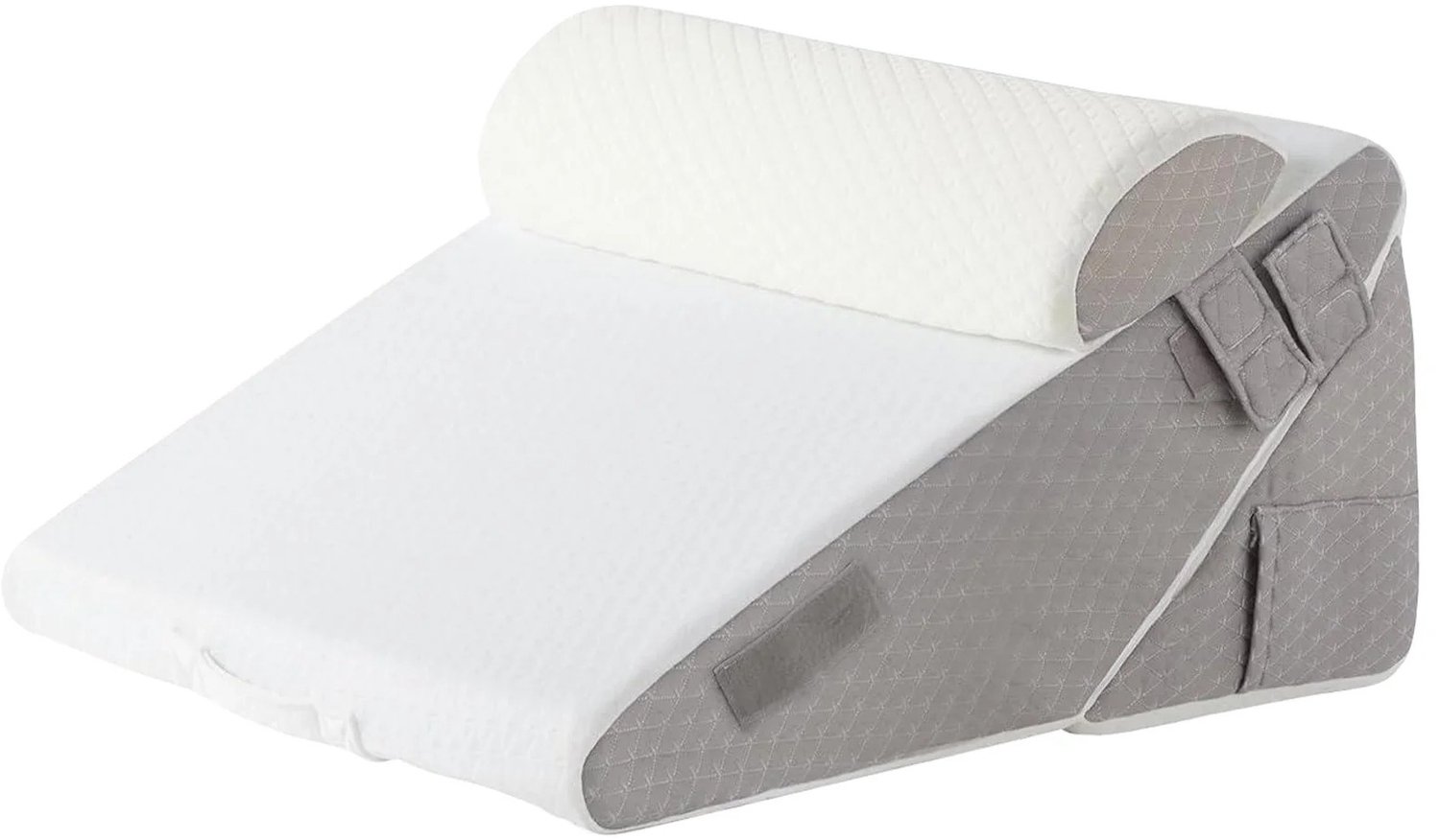 Cherrys Finds – Leeskussen - Bookseat - Bedwigkussen - Ontspanningskussen - Slaapsteunkussen - Hellingkussen - Leeskussen voor in bed - Traagschuim - Verstelbaar - Met hoofdsteun - Voor Zure Reflux, Spijlen, Rugpijn