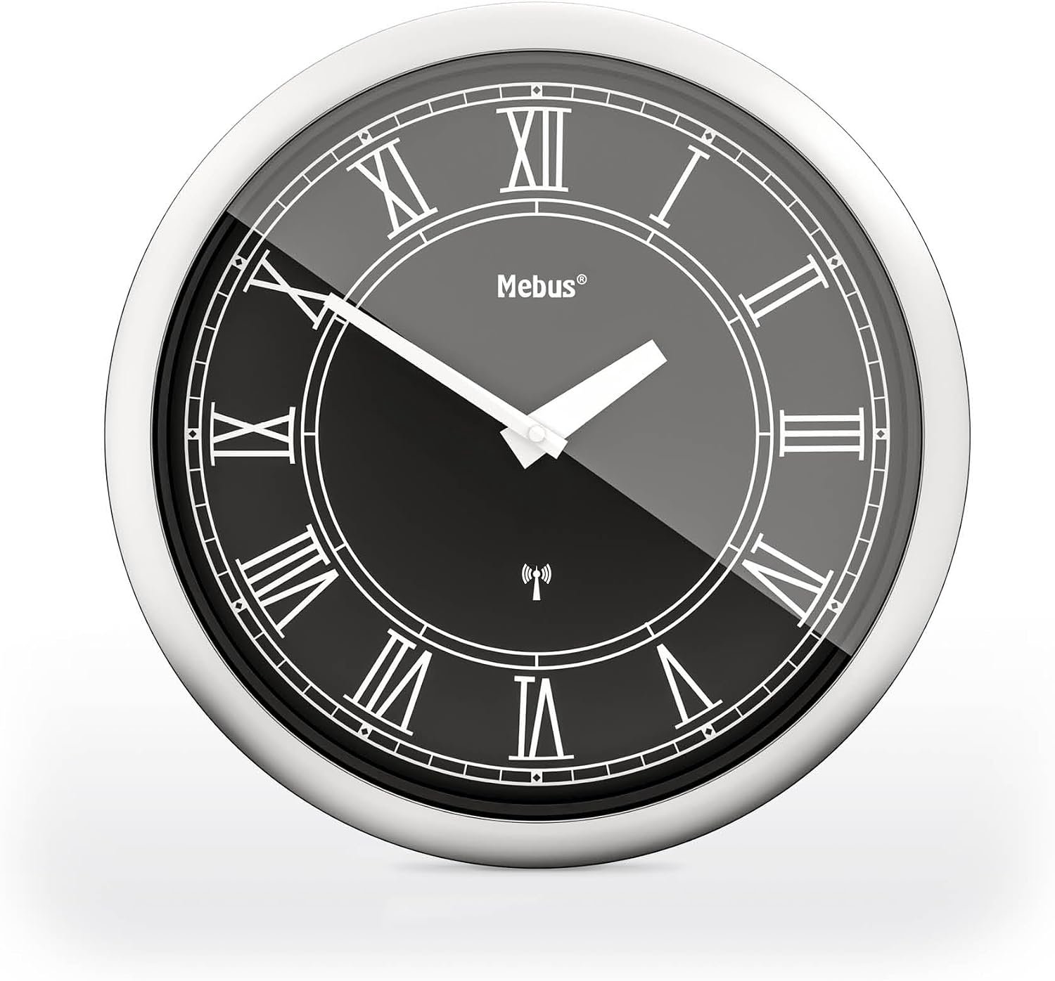 Mebus Radiografische Wandklok 26cm Stille Romeinse Cijfers Zilver