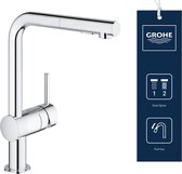 GROHE Minta Keukenkraan - Hoge draaibare L-uitloop - Met uittrekbare handdouche - Chroom