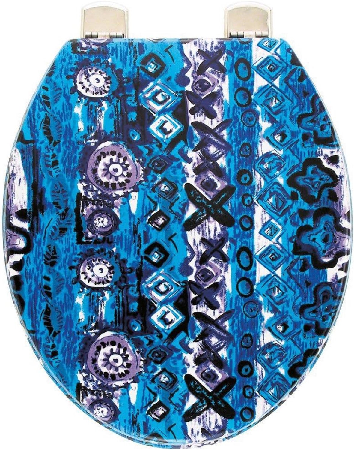 Toiletbril Design IJzig Blauw - Houtkern met Metalen Scharnier