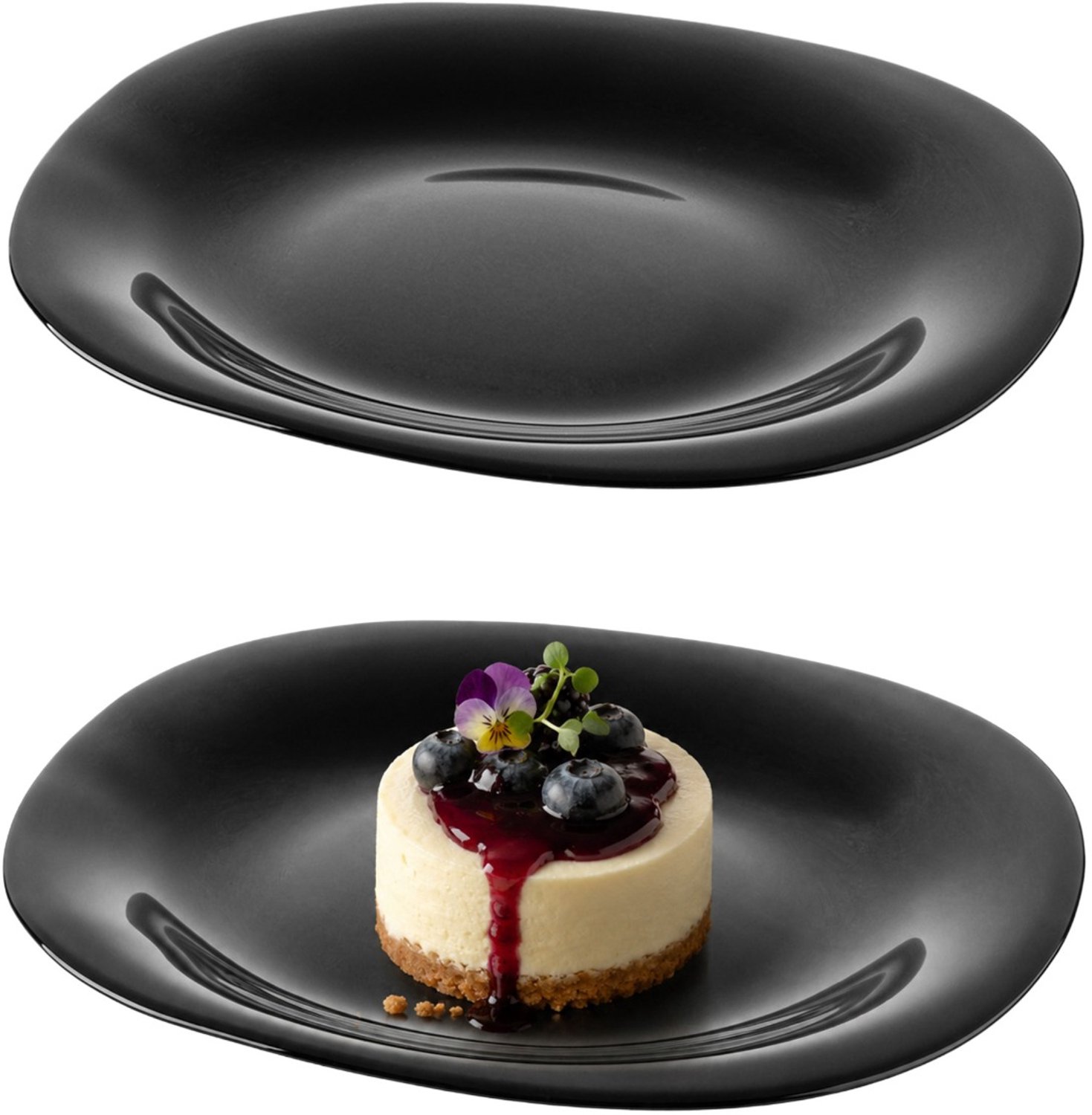 KADAX Dessertborden 21,5 cm voor taart Zwart glazen platte glazen borden